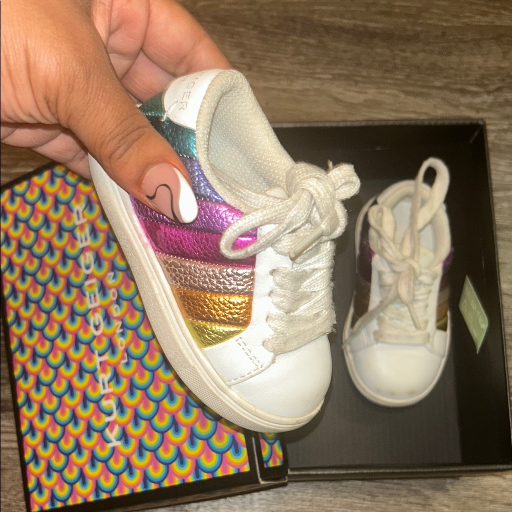 Kurt Geiger White and Rainbow Kids Sneakers